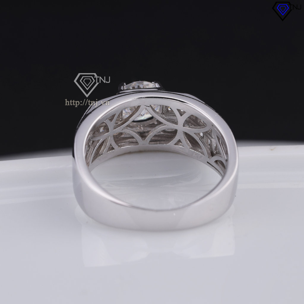 Nhẫn nam đơn giản Moissanite đính kim cương 6.5mm - Kiểm định GRA NNAM0238