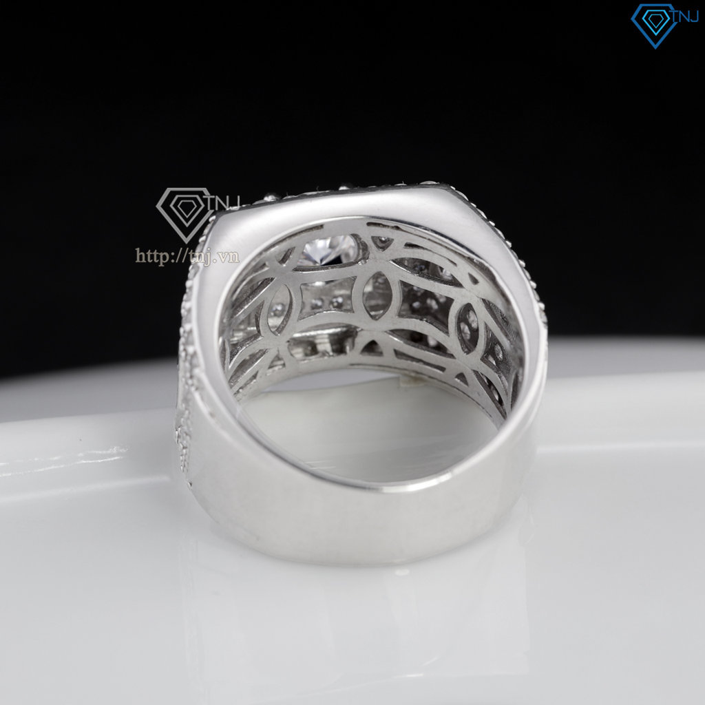 Nhẫn nam đẹp đính kim cương nhân tạo Moissanite 6.0mm - Kiểm định GRA NNAM0239