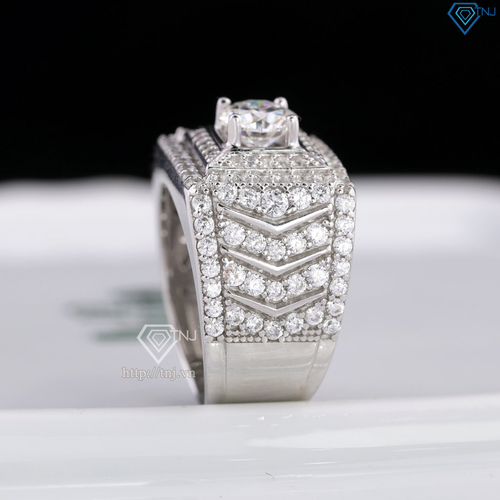 Nhẫn nam đẹp đính kim cương nhân tạo Moissanite 6.0mm - Kiểm định GRA NNAM0239