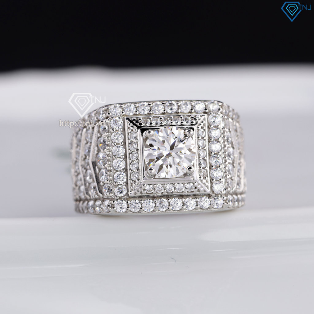 Nhẫn nam đẹp đính kim cương nhân tạo Moissanite 6.0mm - Kiểm định GRA NNAM0239