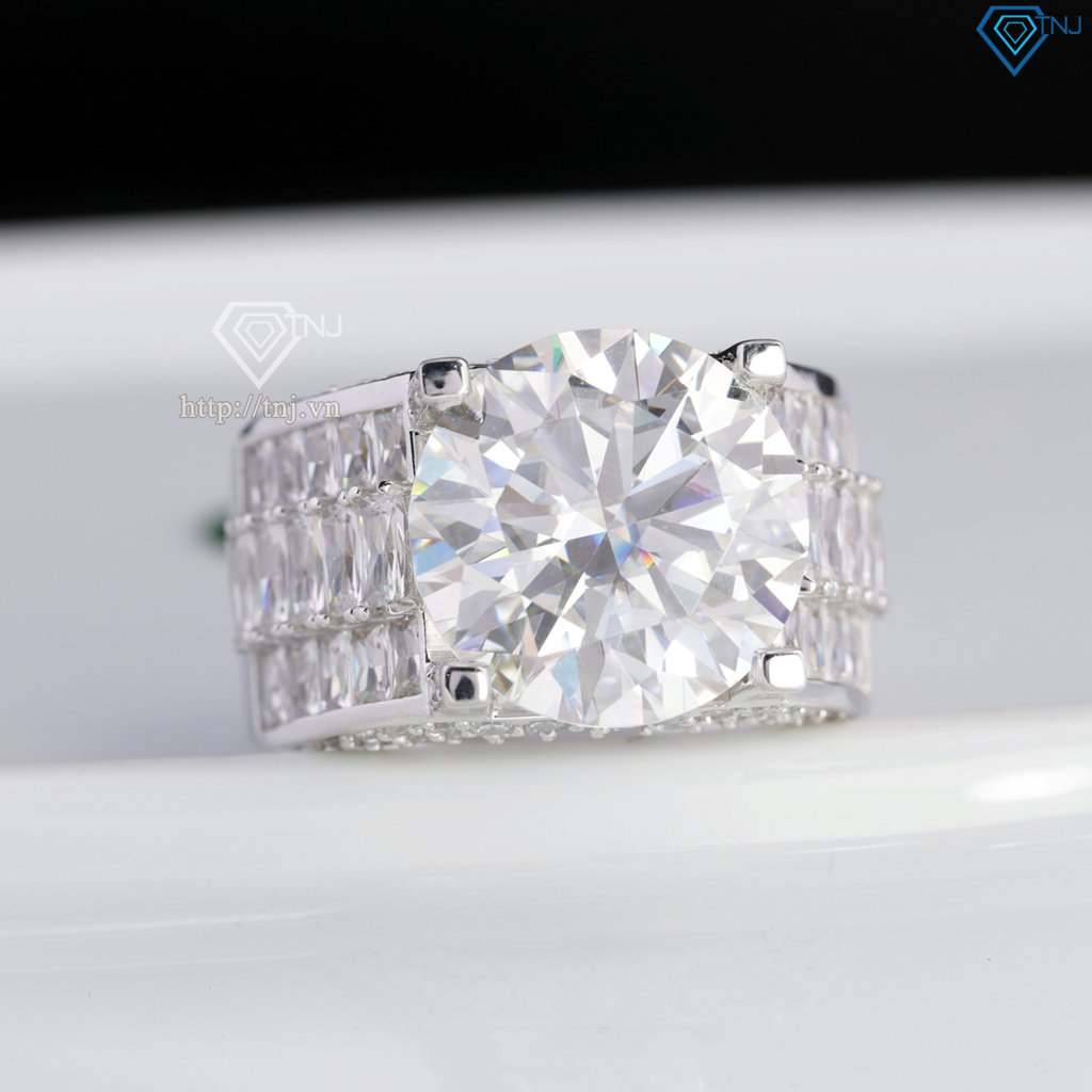 Nhẫn nam Moissanite bản to đính kim cương 14.0mm - Kiểm định GRA NNAM0241