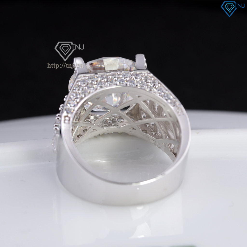 Nhẫn nam Moissanite bản to đính kim cương 14.0mm - Kiểm định GRA NNAM0241