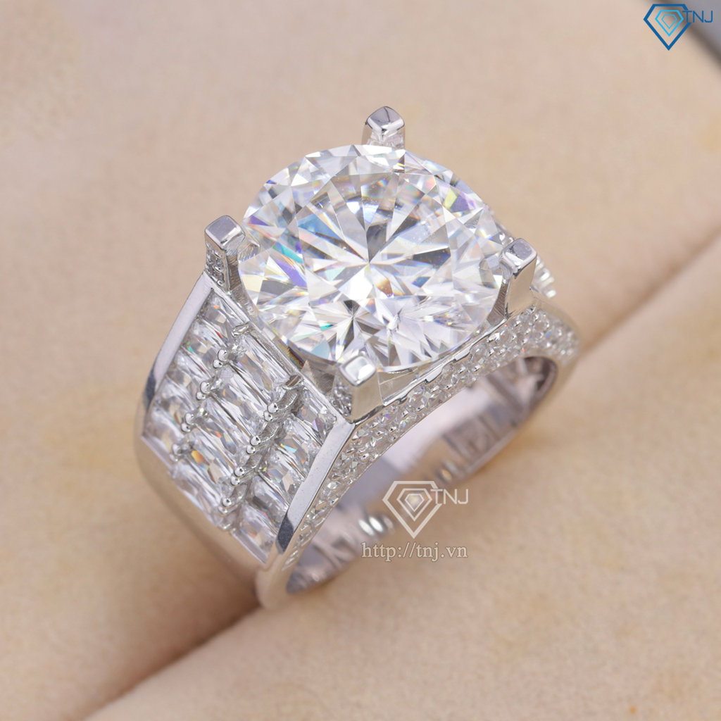 Nhẫn nam Moissanite bản to đính kim cương 14.0mm - Kiểm định GRA NNAM0241