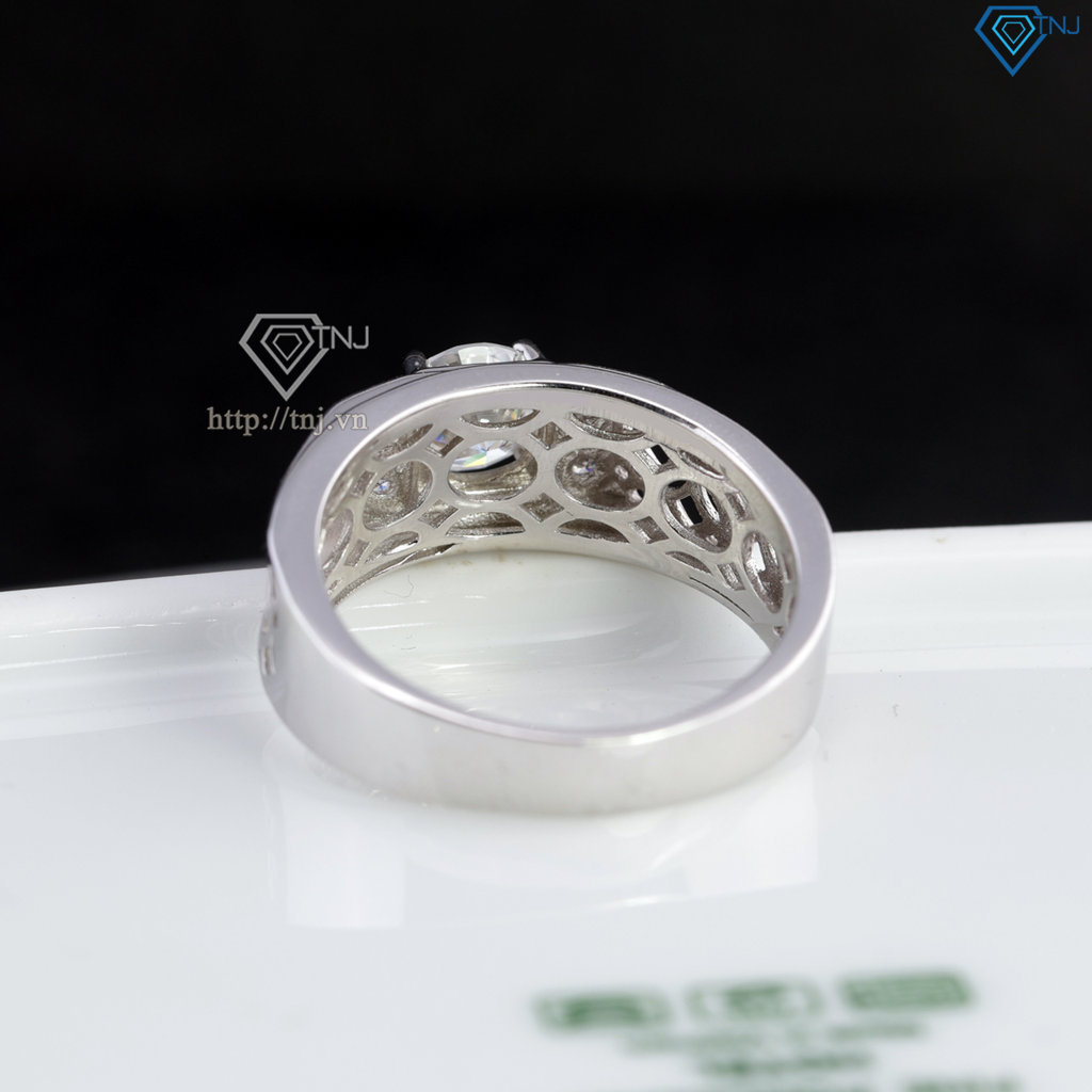 Nhẫn nam kim tiền đính kim cương Moissanite 6.0mm - Kiểm định GRA NNAM0244