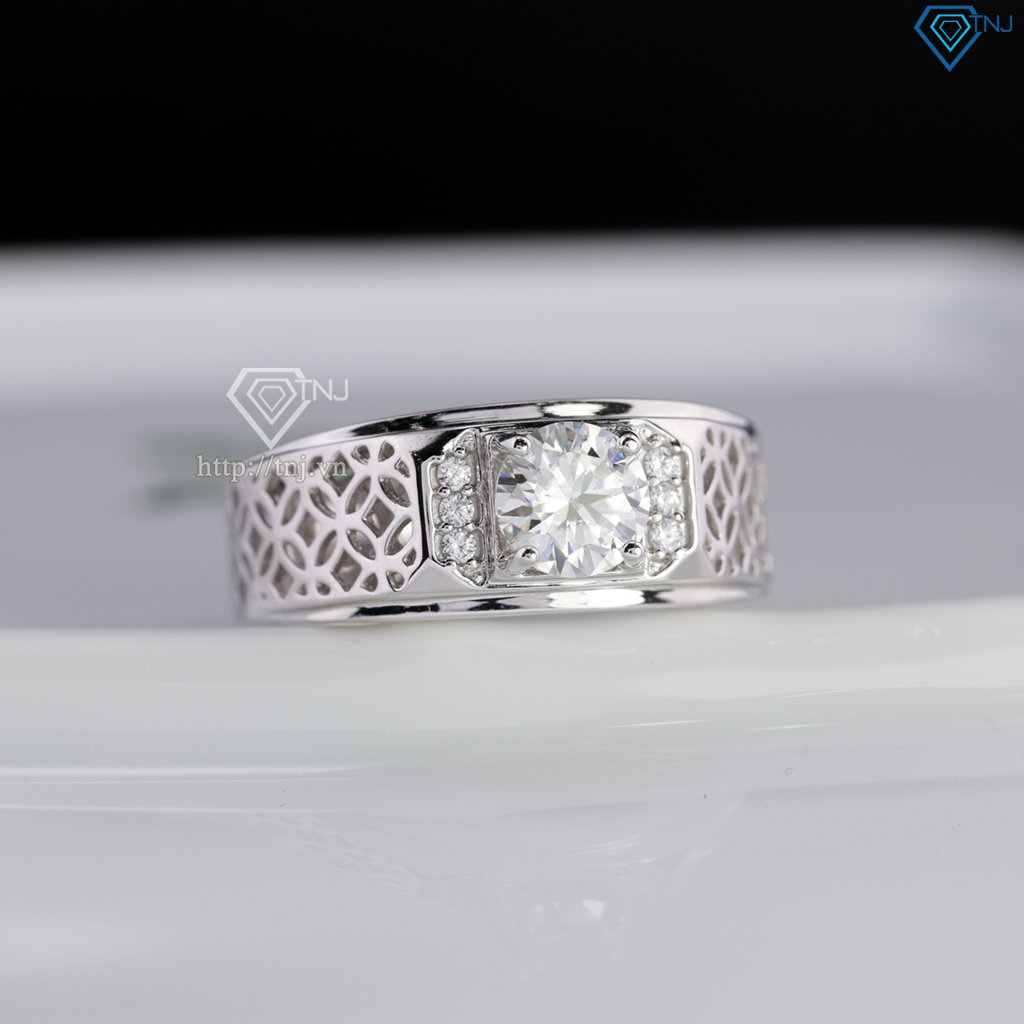 Nhẫn nam kim tiền đính kim cương Moissanite 6.0mm - Kiểm định GRA NNAM0244