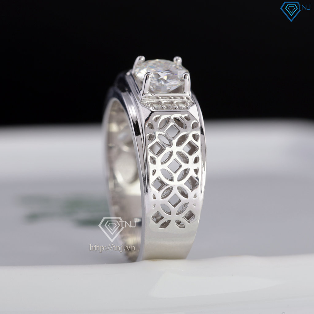 Nhẫn nam kim tiền đính kim cương Moissanite 6.0mm - Kiểm định GRA NNAM0244