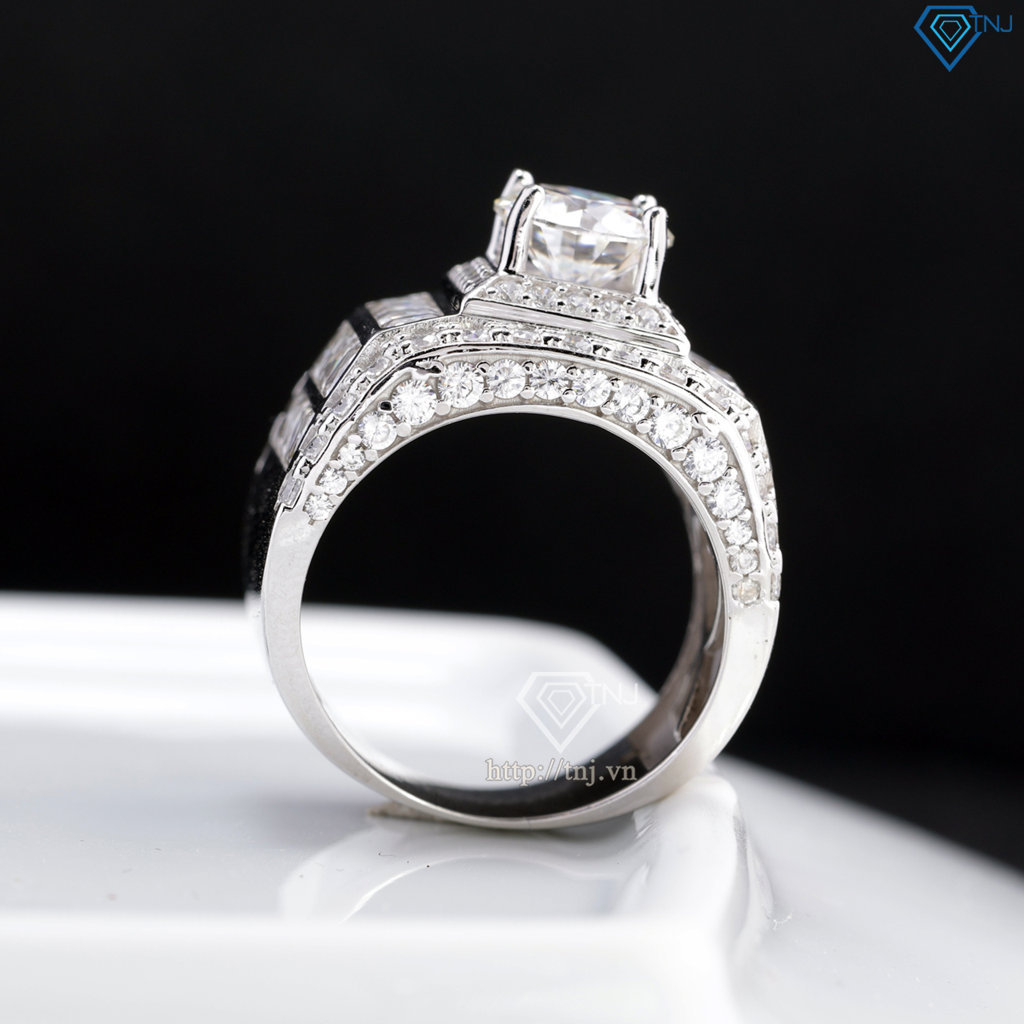 Nhẫn Moissanite bản to nam sang trọng 8.0mm - Kiểm định GRA NNAM0246