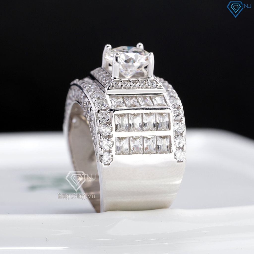 Nhẫn Moissanite bản to nam sang trọng 8.0mm - Kiểm định GRA NNAM0246