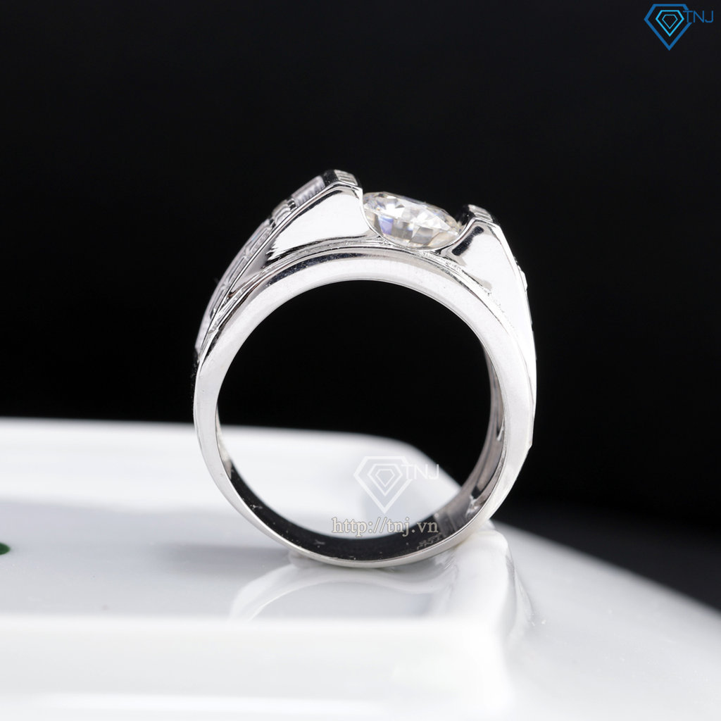 Nhẫn Moissanite nam chữ T đính kim cương 8.0mm - Kiểm định GRA NNAM0249