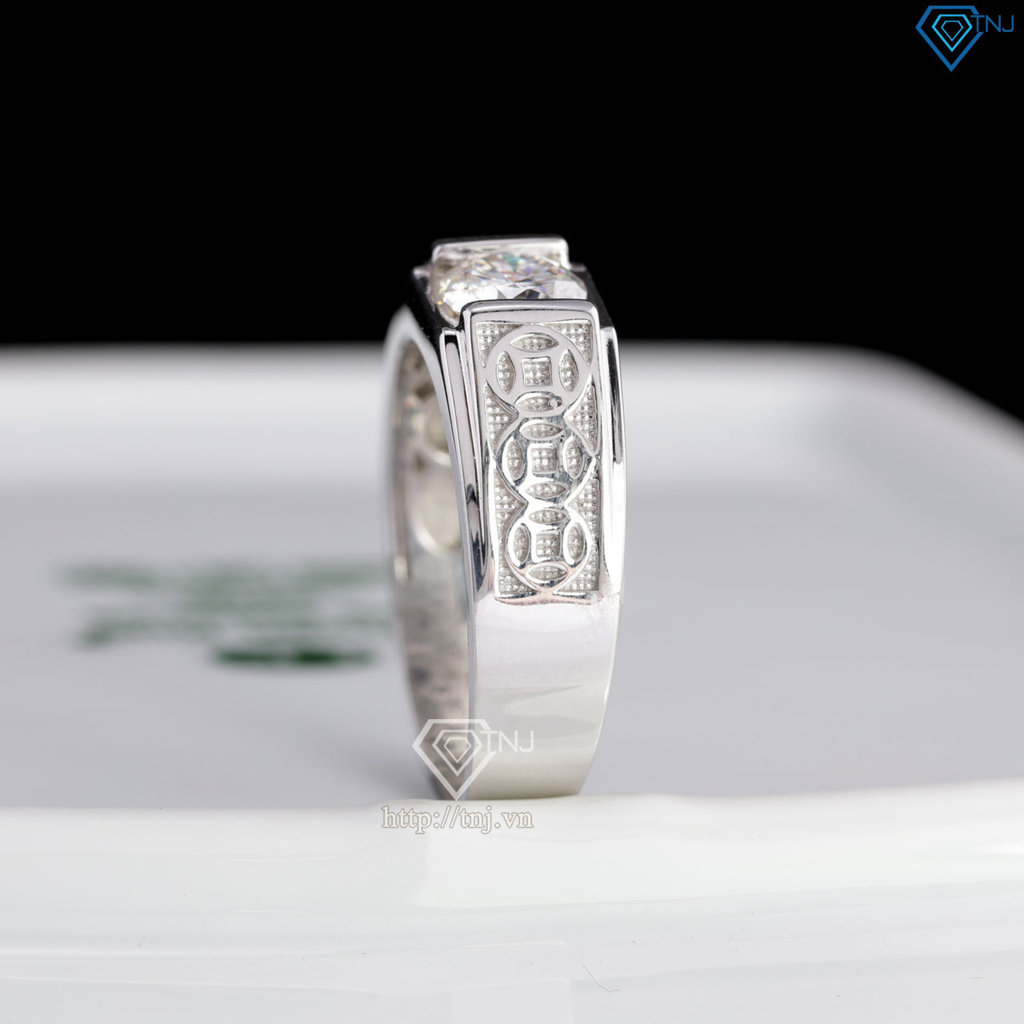 Nhẫn nam kim tiền đính kim cương Moissanite 6.0mm - Kiểm định GRA NNAM0251