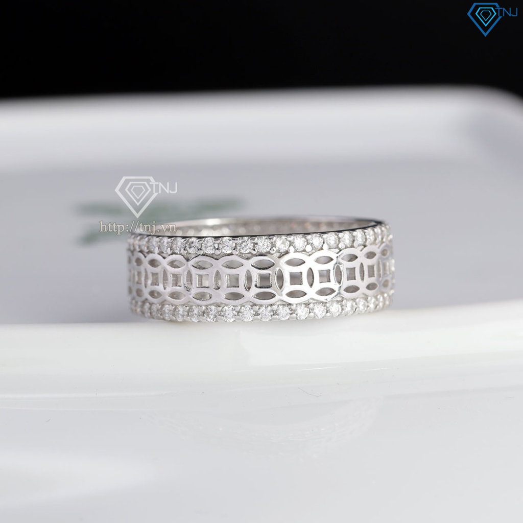 Nhẫn nam kim tiền dạng tròn đính full kim cương Moissanite NNAM0252