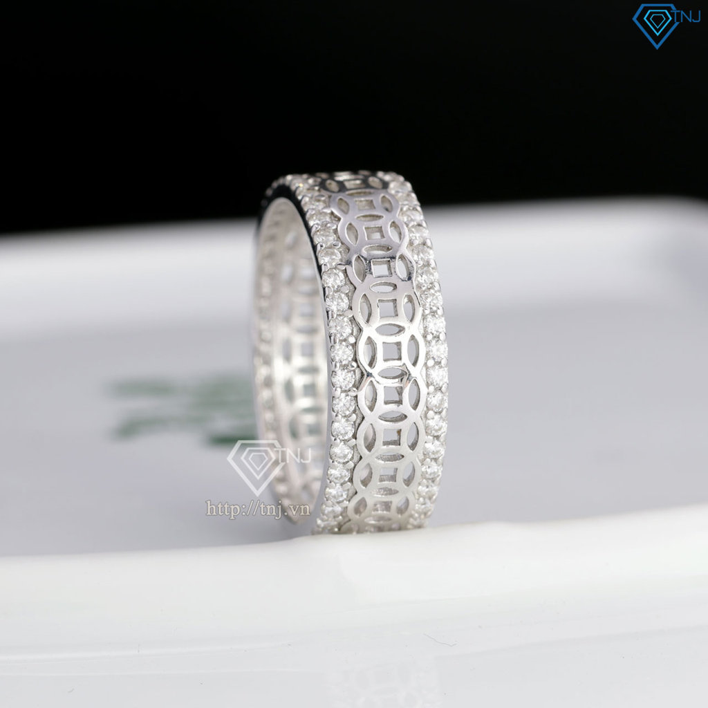 Nhẫn nam kim tiền dạng tròn đính full kim cương Moissanite NNAM0252