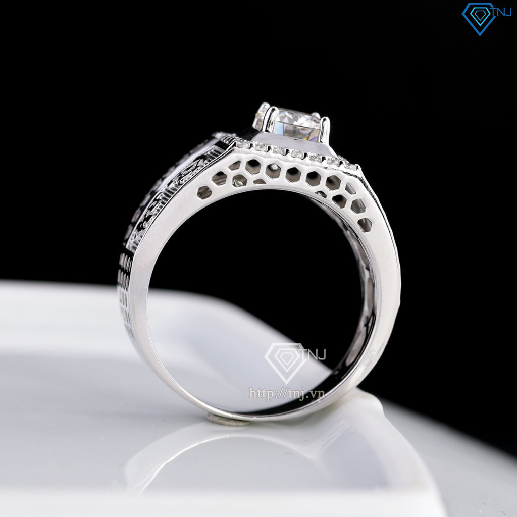 Nhẫn nam chữ Tài Lộc đính kim cương Moissanite 6.0mm - Kiểm định GRA NNAM0253