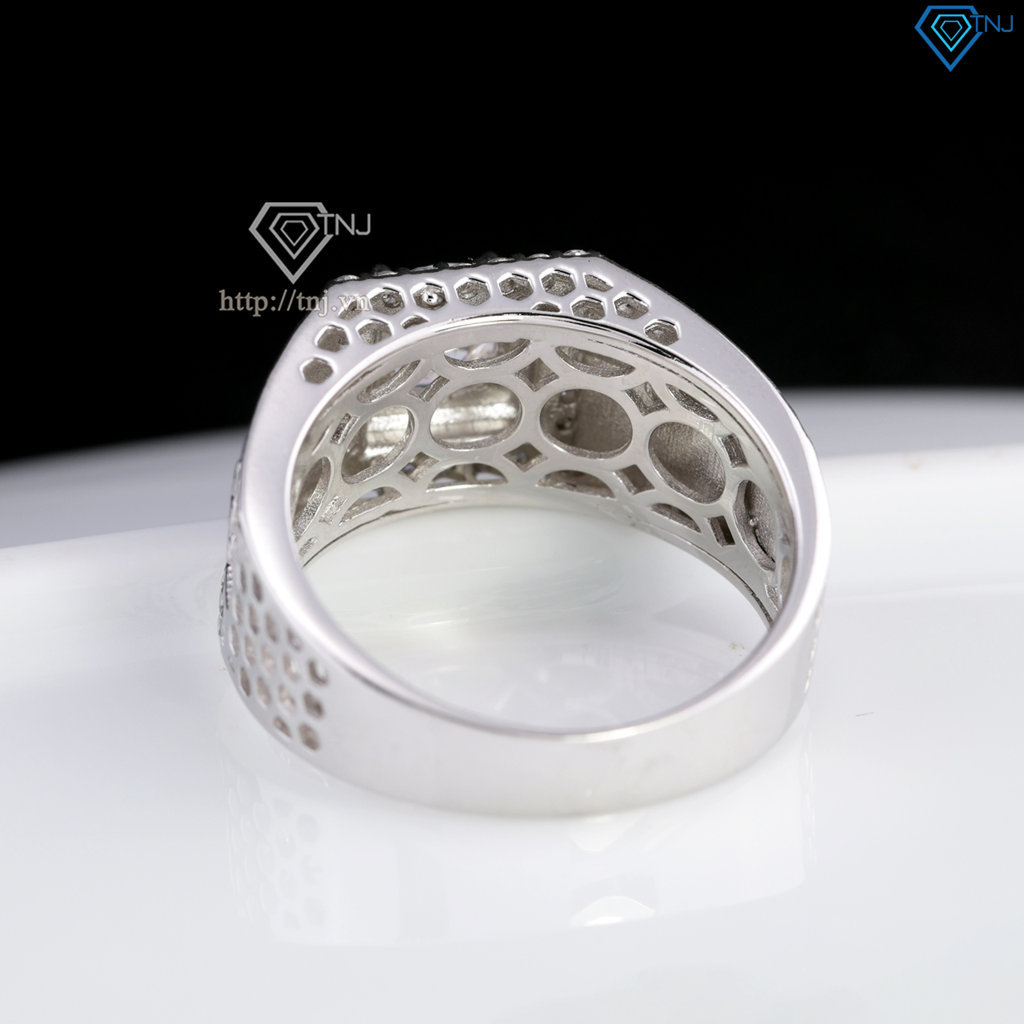 Nhẫn nam chữ Tài Lộc đính kim cương Moissanite 6.0mm - Kiểm định GRA NNAM0253