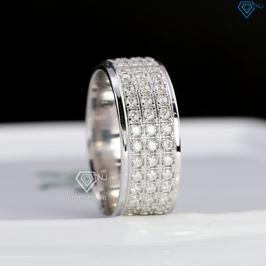 Nhẫn bạc nam dạng tròn đính full kim cương Moissanite NNAM0254