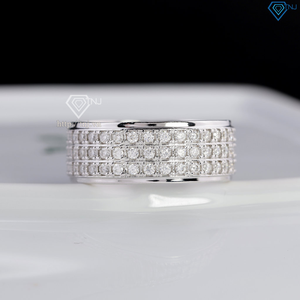 Nhẫn bạc nam dạng tròn đính full kim cương Moissanite NNAM0254