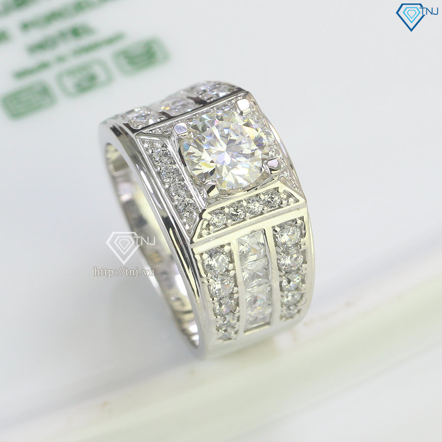 Nhẫn nam bạc đính kim cương Moissanite 7.0mm - Kiểm định GRA NNAM0052