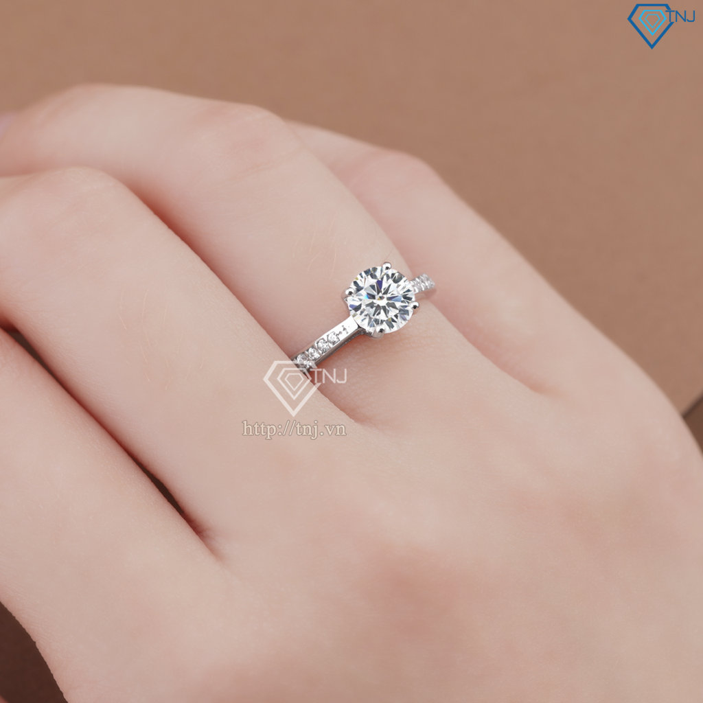 Nhẫn nữ Moissanite đơn giản đá 6.5mm NNM0001