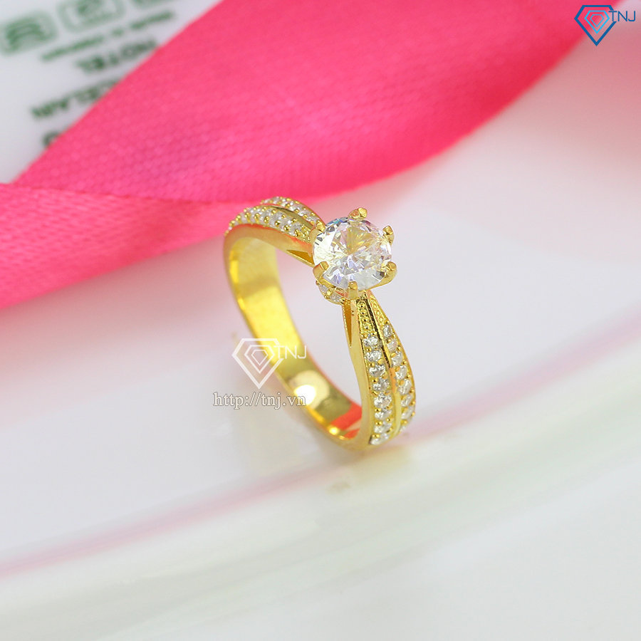 Nhẫn bạc nữ đính đá xi mạ vàng 18k NN0286
