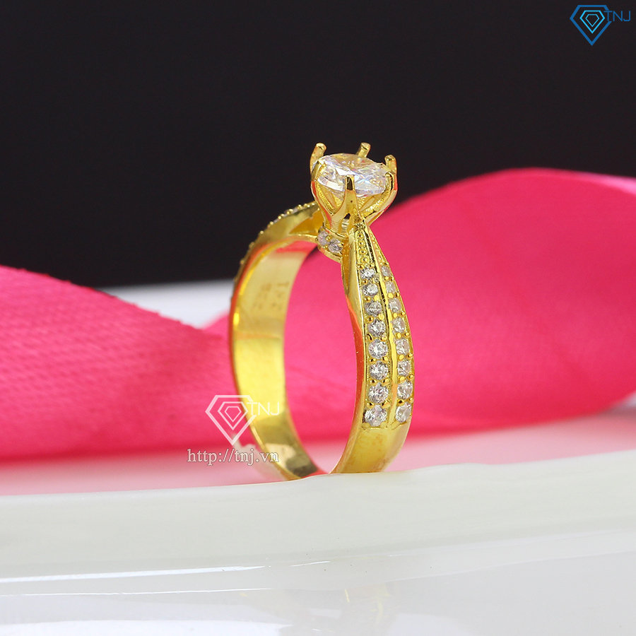 Nhẫn bạc nữ đính đá xi mạ vàng 18k NN0286