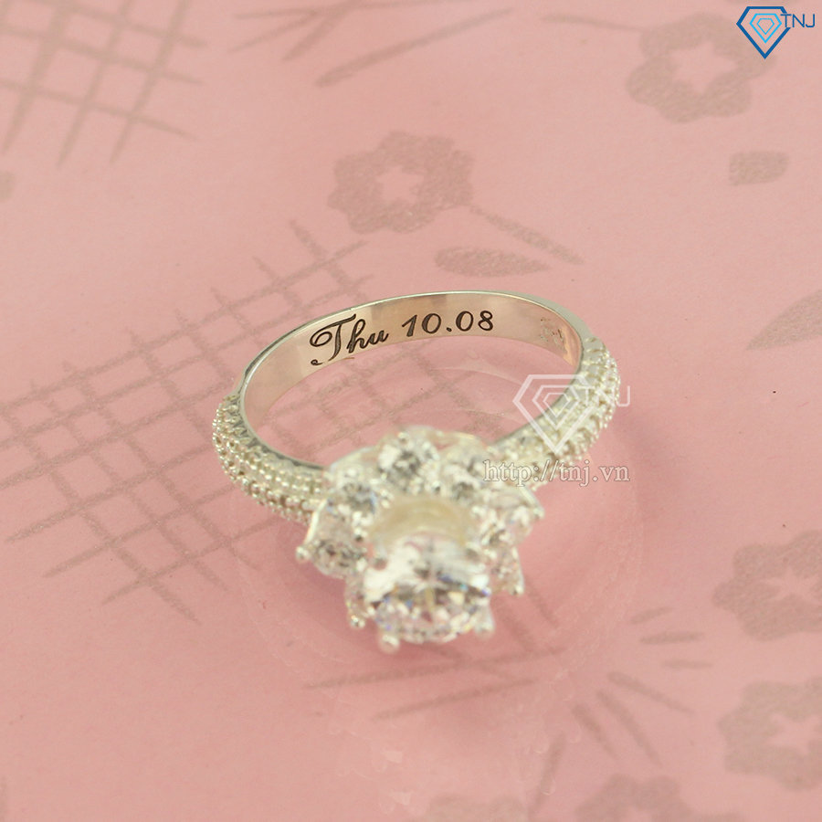 Nhẫn bạc nữ hoa hồng đính đá đẹp NN0297