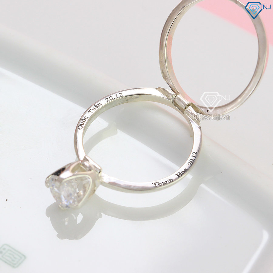 Nhẫn bạc nữ cá tính khắc tên NN0332