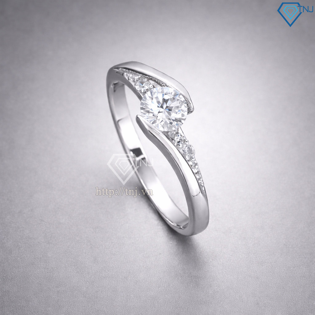 Nhẫn bạc nữ đính đá chìm xi kim NN0340-XK
