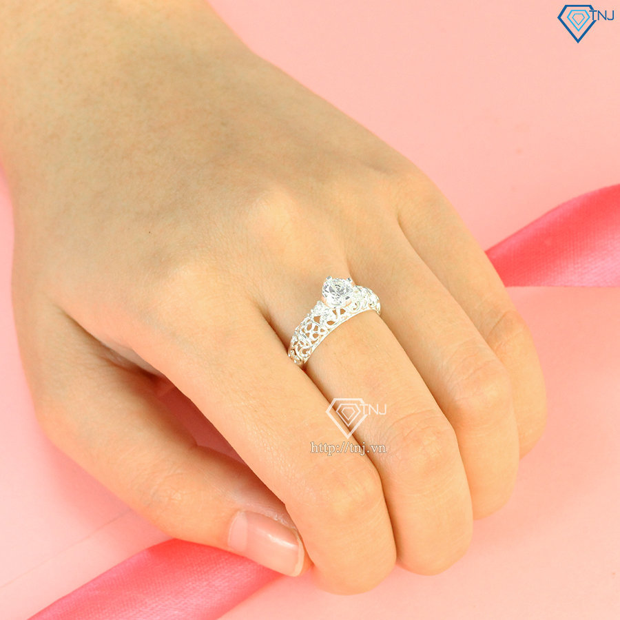 Nhẫn bạc nữ hình bông hồng tuyết đẹp NN0370