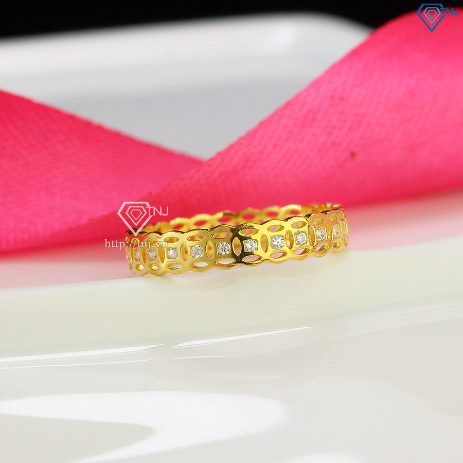 Nhẫn bạc nữ kim tiền đính đá xi mạ vàng 18k NN0374