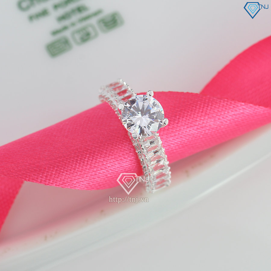 Nhẫn bạc nữ đính đá baguette cao cấp NN0506