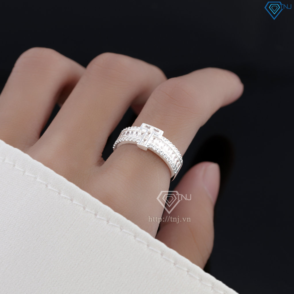 Nhẫn bạc nữ 925 chữ T đính đá NN0515