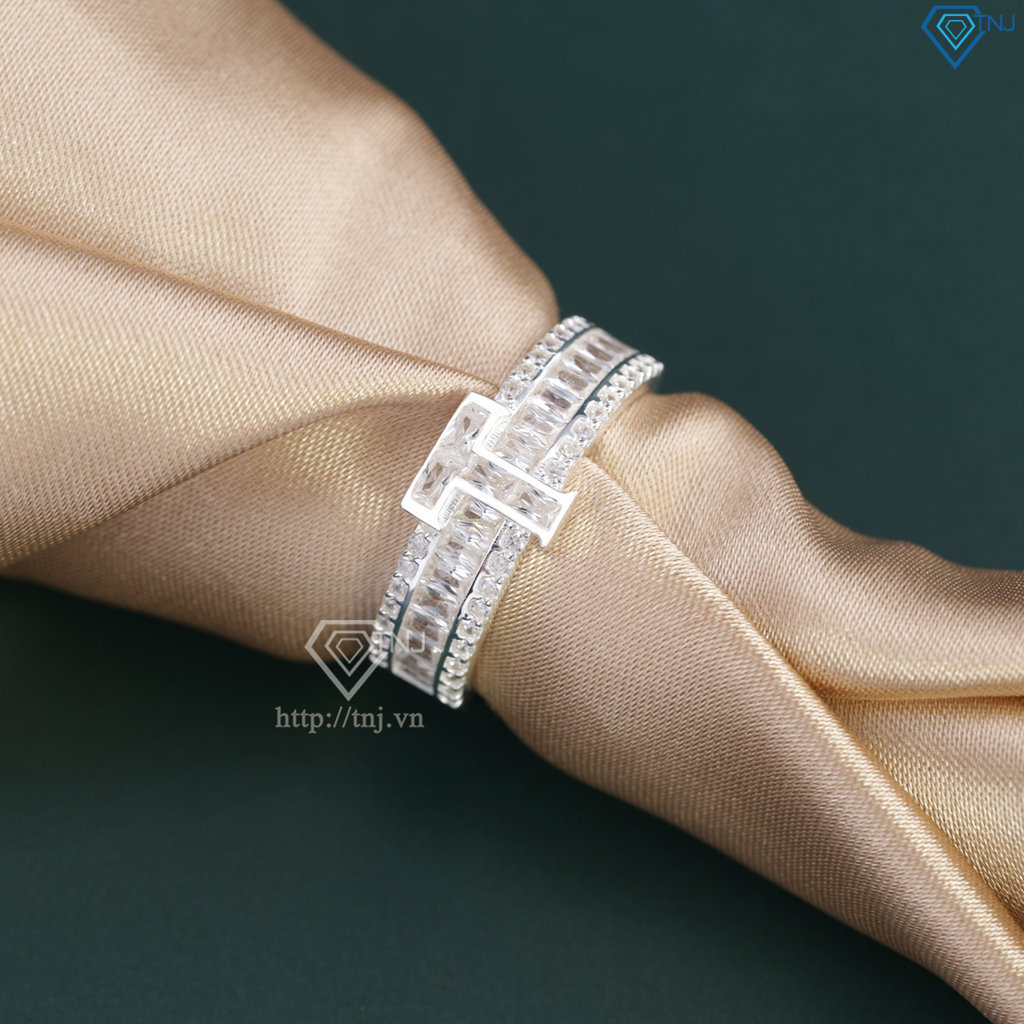 Nhẫn bạc nữ 925 chữ T đính đá NN0515