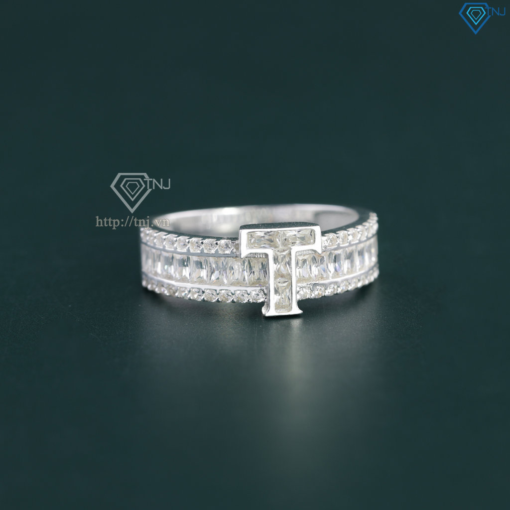Nhẫn bạc nữ 925 chữ T đính đá NN0515