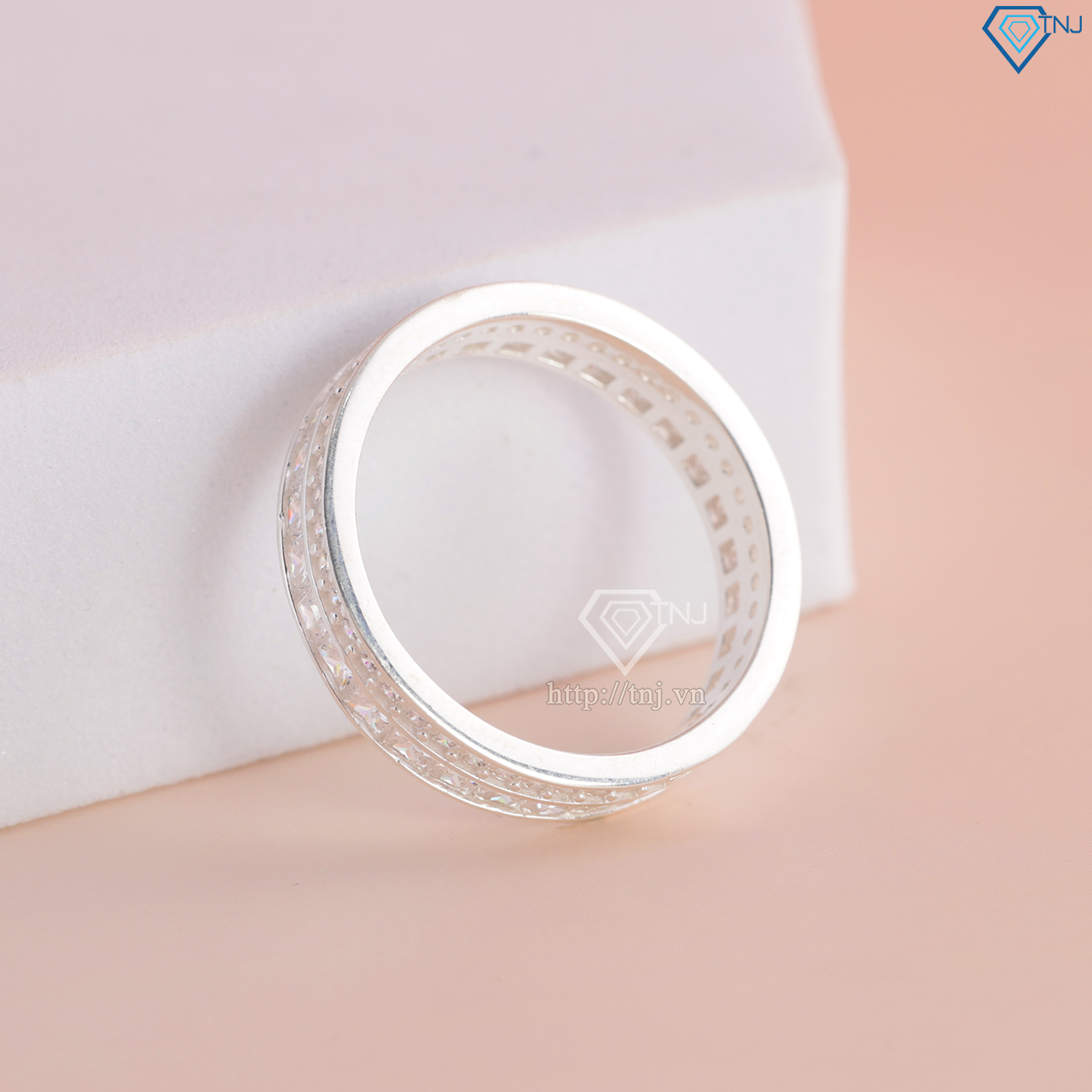 Nhẫn bạc nữ 925 đính đá hai hàng đẹp NN0516