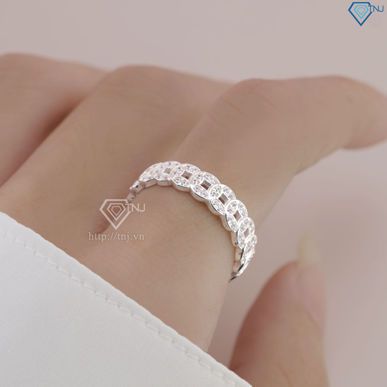 Nhẫn bạc nữ kim tiền đính đá đẹp NN0522