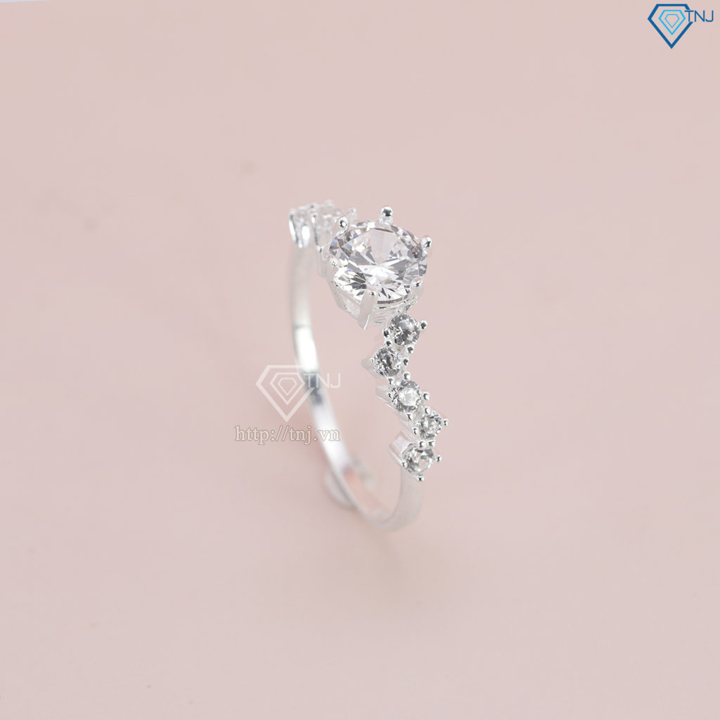 Nhẫn bạc nữ cách điệu đính đá NN0524