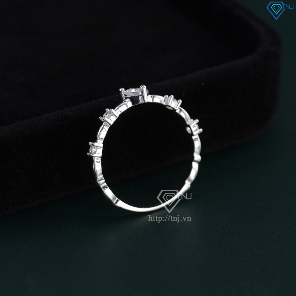 Nhẫn bạc nữ hình trái tim đính đá giá rẻ NN0525