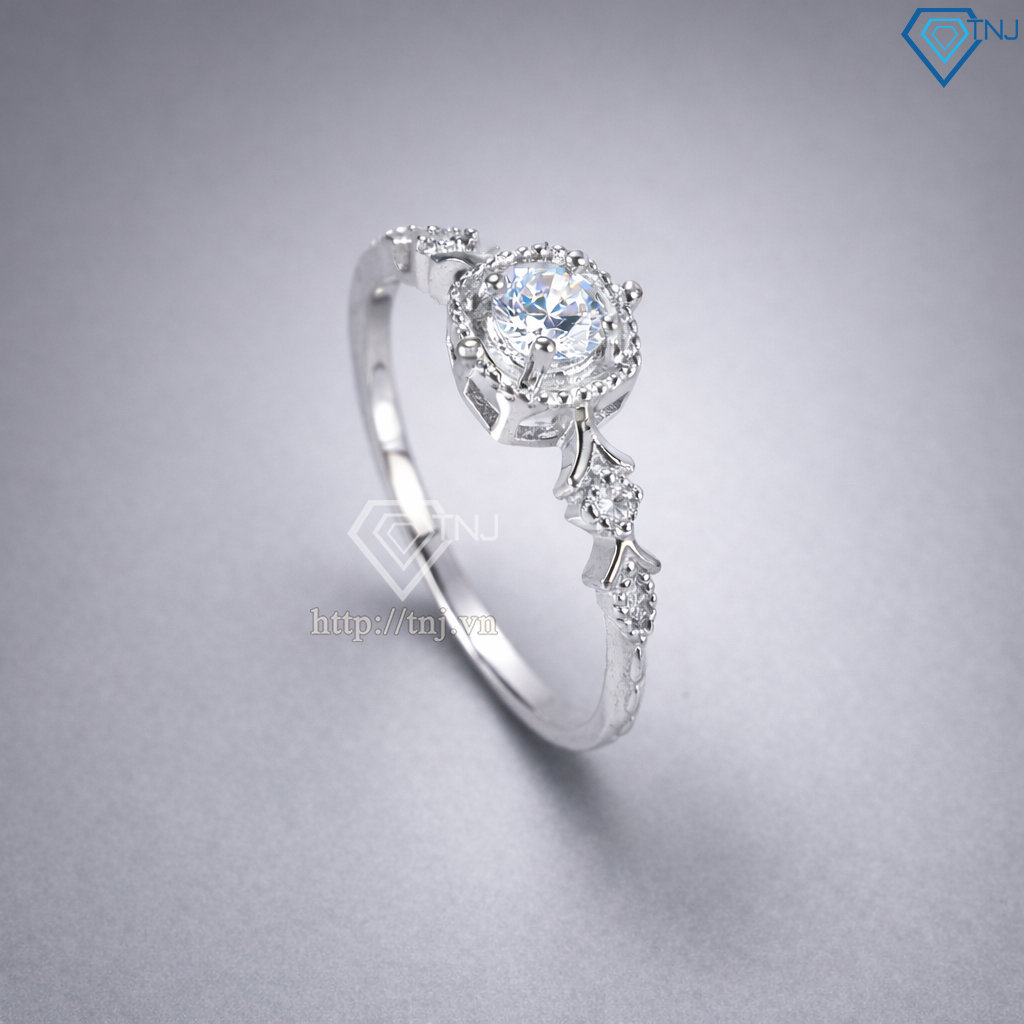 Nhẫn bạc nữ mặt đá vuông đính đá xi kim NN0526-XK