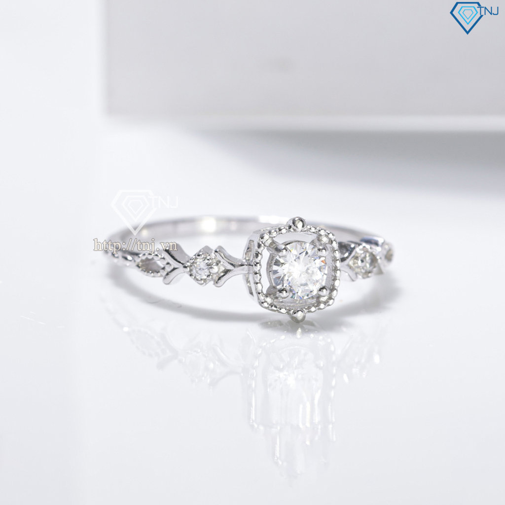 Nhẫn bạc nữ mặt đá vuông đính đá xi kim NN0526-XK