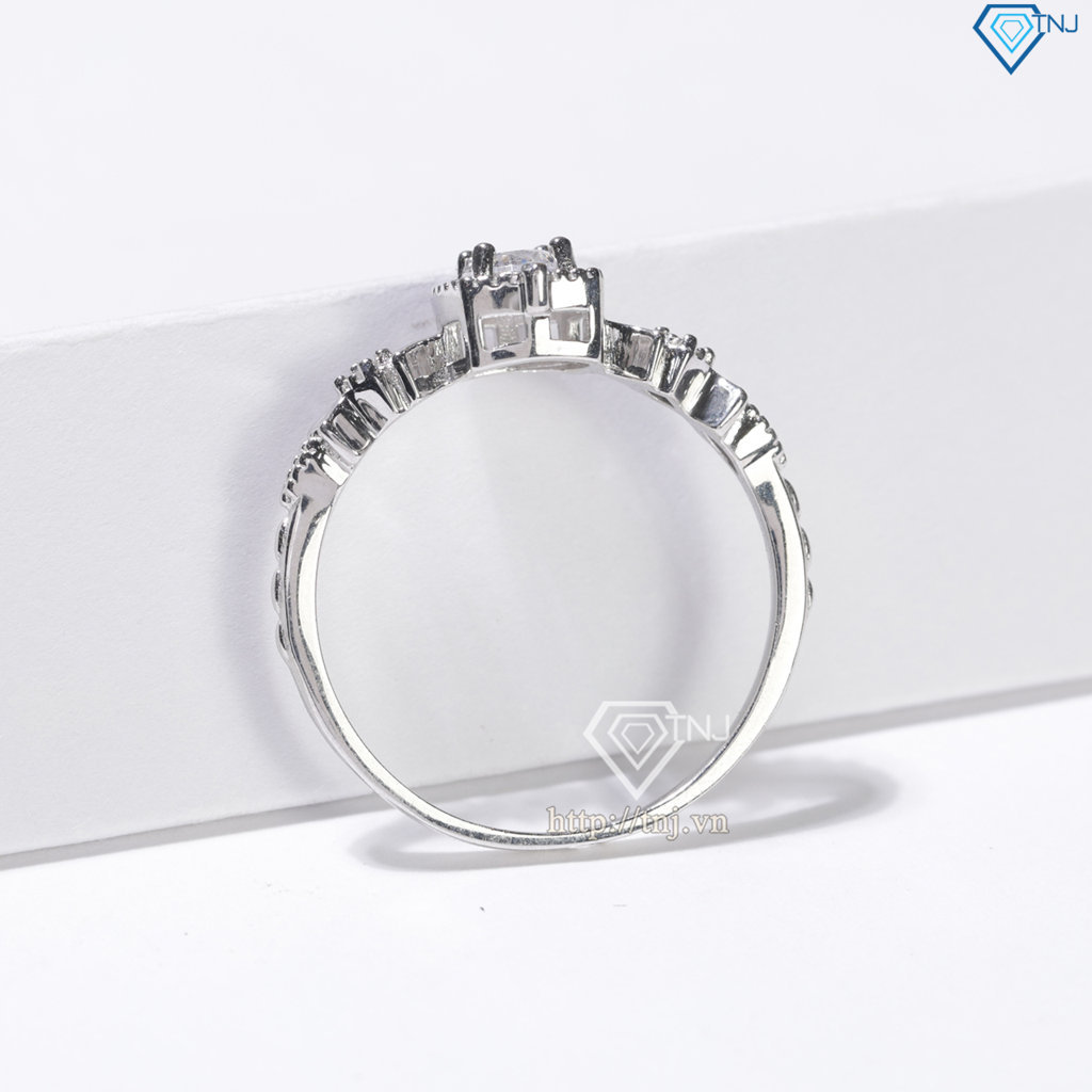 Nhẫn bạc nữ mặt đá vuông đính đá xi kim NN0526-XK