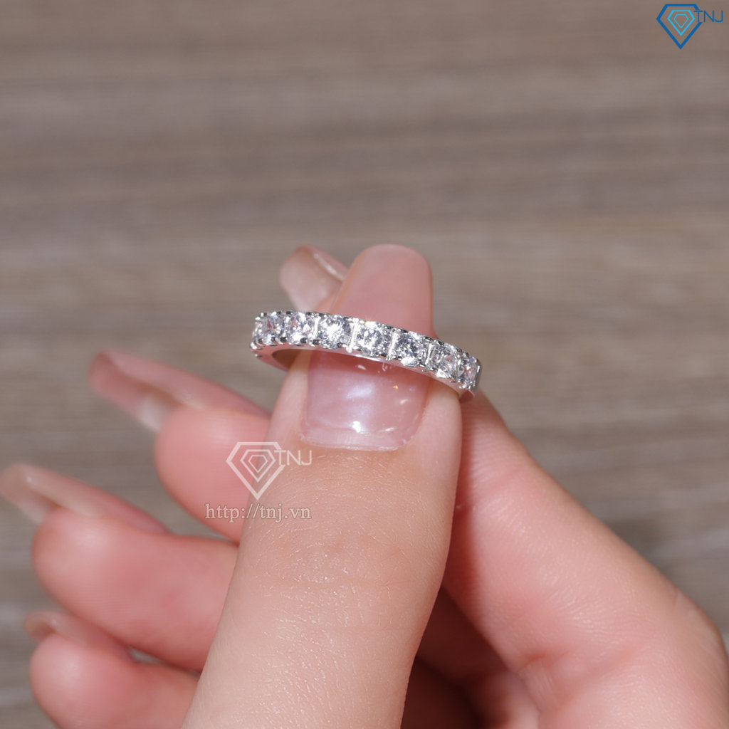 Nhẫn bạc nữ dạng tròn xi kim đính đá 3mm NN0538