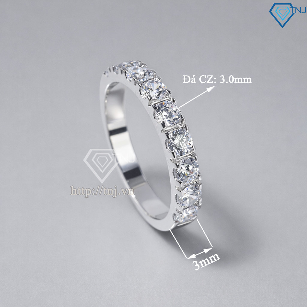 Nhẫn bạc nữ dạng tròn xi kim đính đá 3mm NN0538