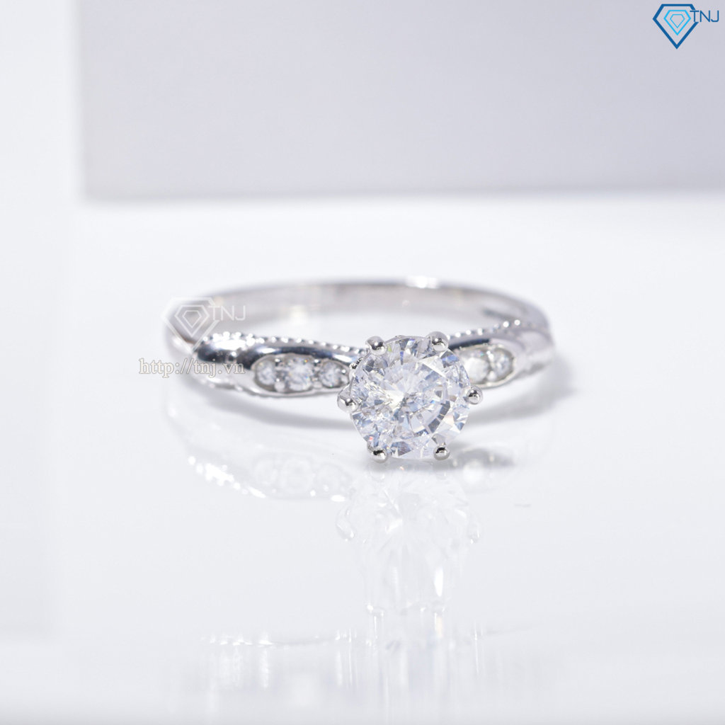 Nhẫn bạc nữ xi kim đính đá chủ cao NN0539