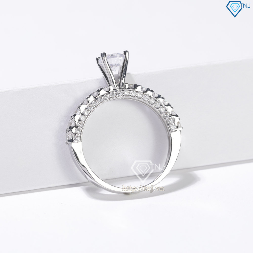 Nhẫn bạc nữ xi kim đá chủ cao bản nhỏ đẹp NN0548