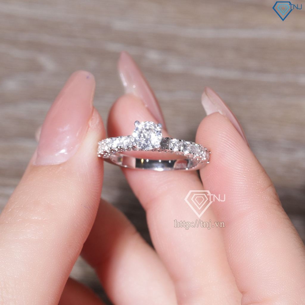 Nhẫn bạc nữ xi kim đá chủ cao bản nhỏ đẹp NN0548