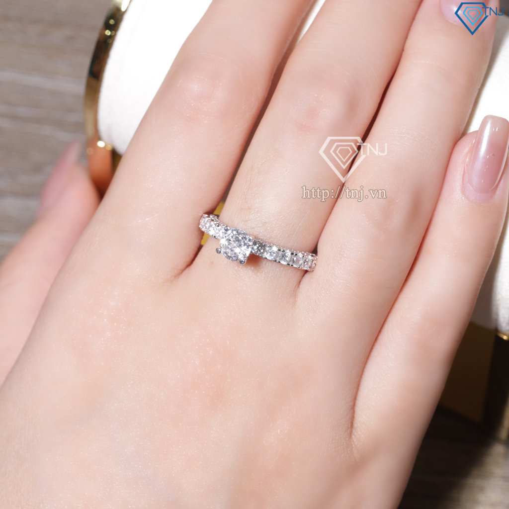 Nhẫn bạc nữ xi kim đá chủ cao bản nhỏ đẹp NN0548
