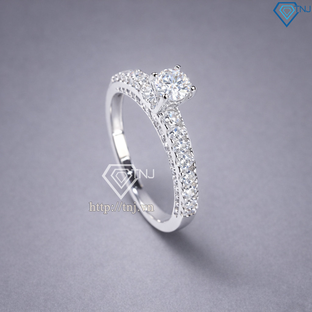 Nhẫn bạc nữ xi kim đá chủ cao bản nhỏ đẹp NN0548