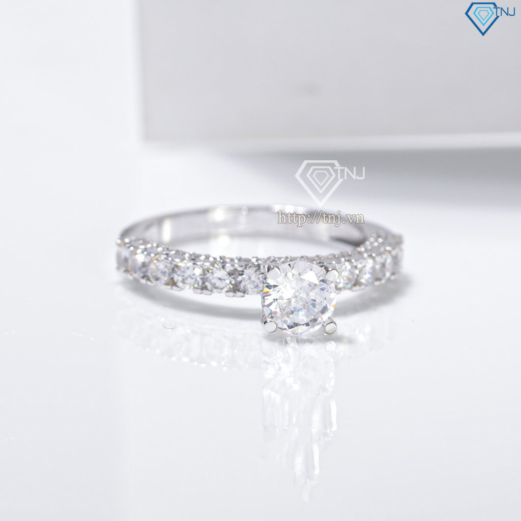 Nhẫn bạc nữ xi kim đá chủ cao bản nhỏ đẹp NN0548