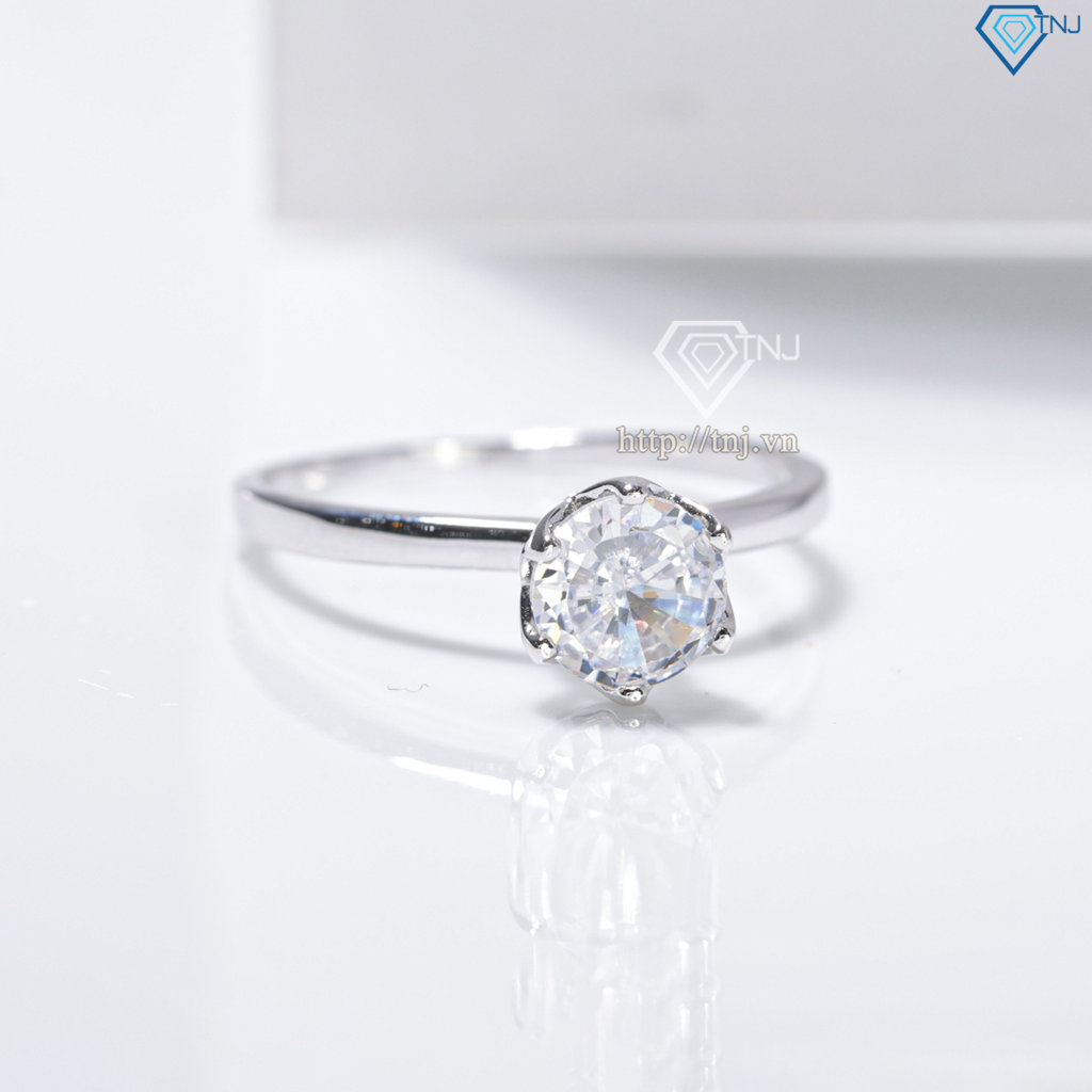 Nhẫn bạc nữ đơn giản xi kim đính đá NN0549
