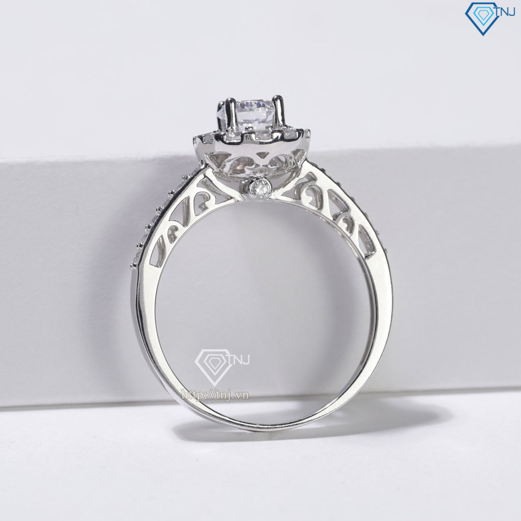 Nhẫn bạc nữ xi kim mặt tròn đính đá NN0554-XK